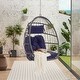 preview thumbnail 5 of 21, Outdoor Garden Rattan Egg Swing Chair Hanging Chair Dark Blue