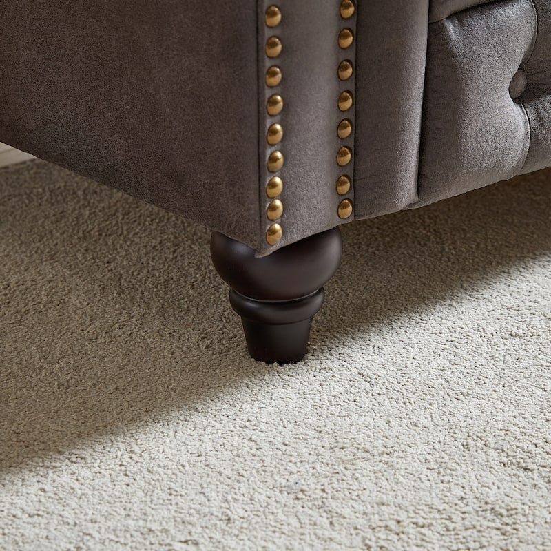 Chesterfield 3-Seater Sofa Couch with Tech Fabric, Rolled Arms, and Button Tufting for Living Room, Apartment