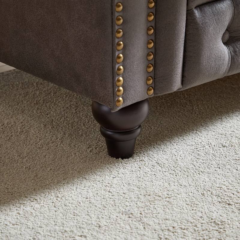 Chesterfield Sofa in Tech Fabric - 85.5" 3-Seater with Rolled Arms