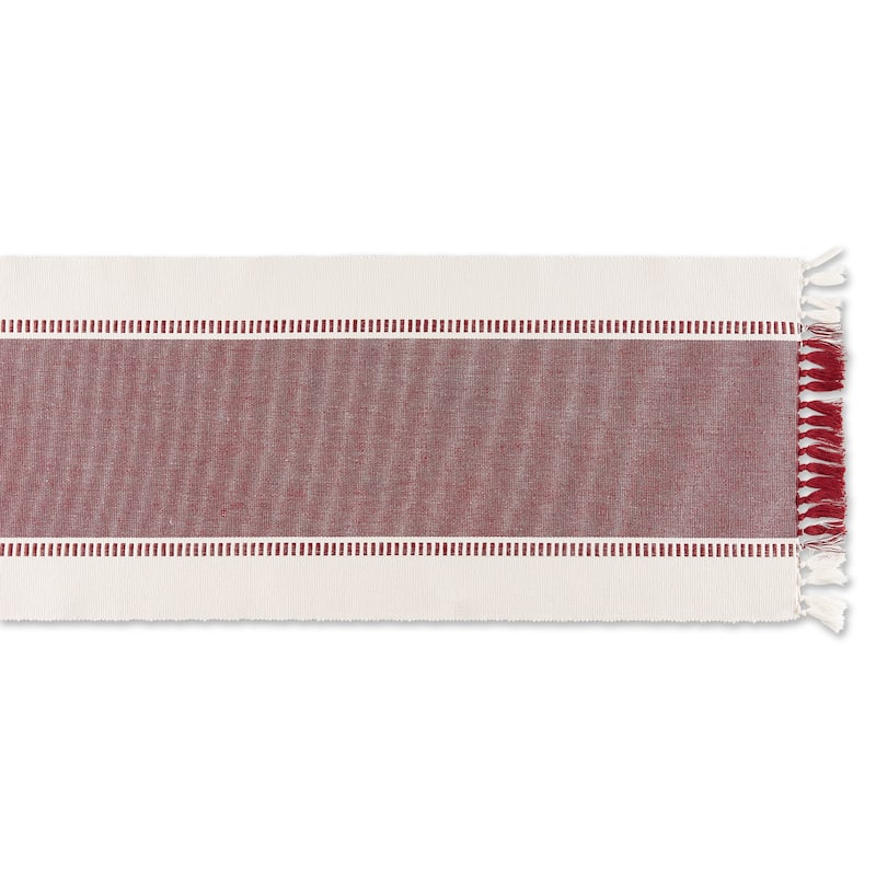 DII Striped Fringe Ribbed Table Runner 13x72"
