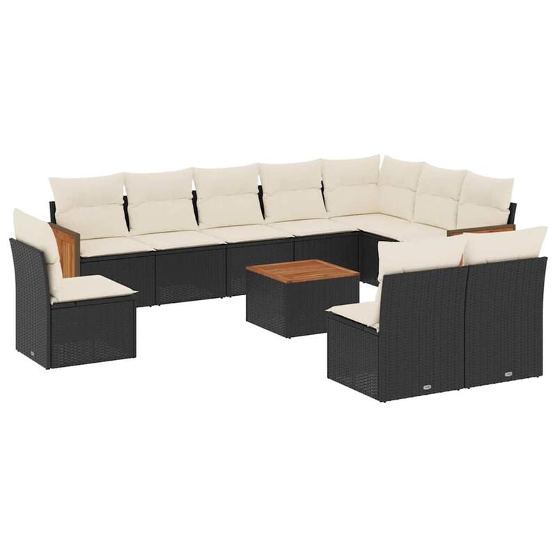 vidaXL Patio Sofa Set with Cushions Outdoor Conversation Furniture Poly Rattan