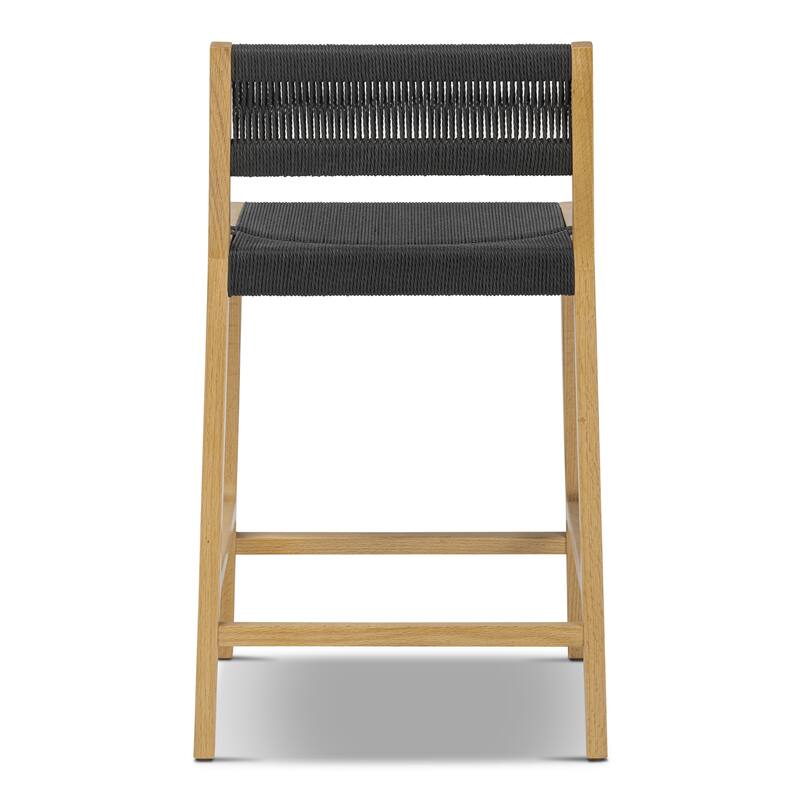 Poly & Bark Pai 24" Seat Height Counter Stool - Solid Wood Frame with Handwoven Seat