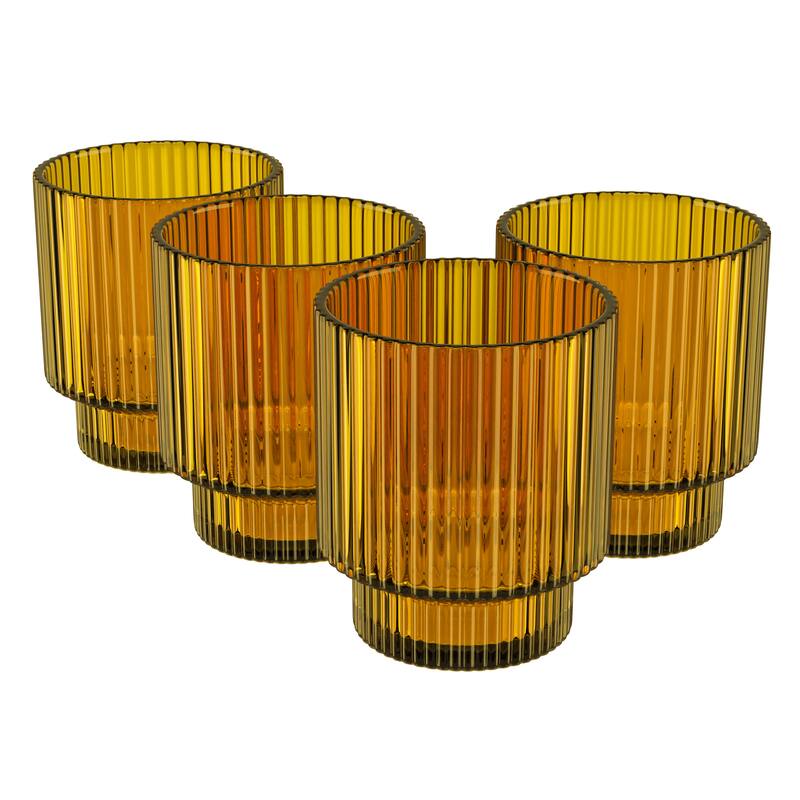 American Atelier Vintage Art Deco Fluted Drinking Glasses Set of 4