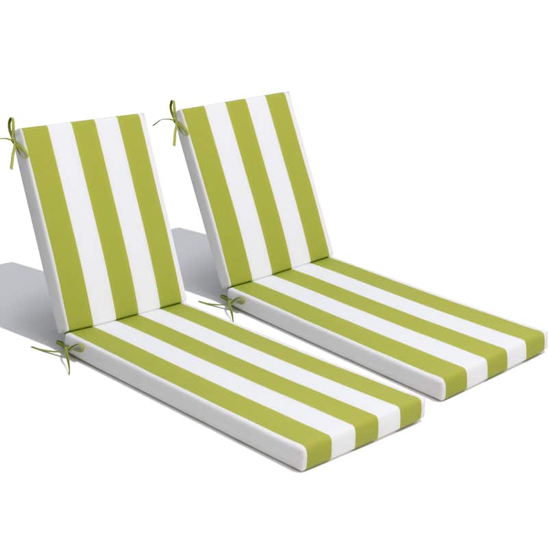 Pellebant Outdoor Patio Chaise Lounge Cushion - 2PC-71.8" - Green&White