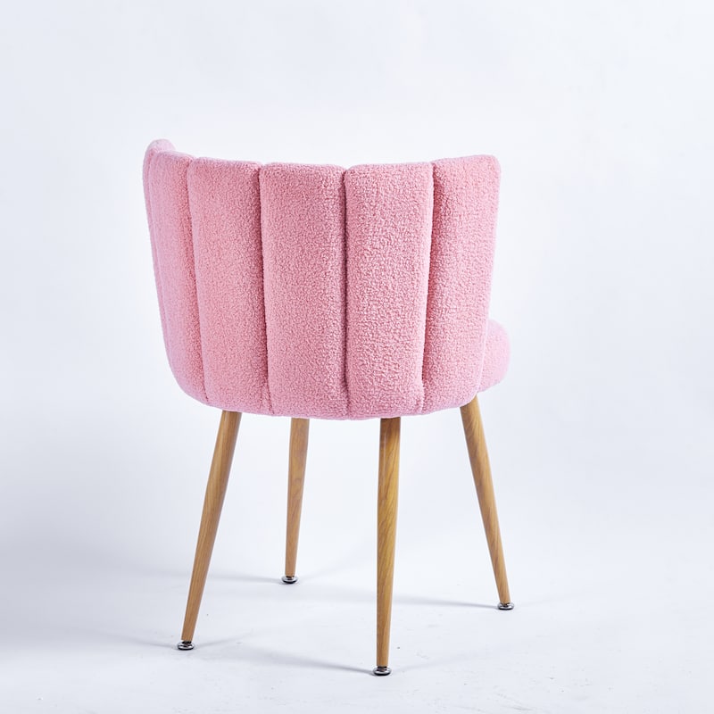 Light Pink Modern 23.62" Accent Chairs with Iron Tube Legs and Comfortable Backrest (Set of 2)