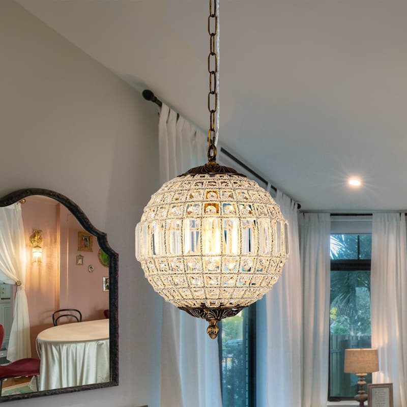 1/3/5-Light Retro French Crystal Globe Chandelier