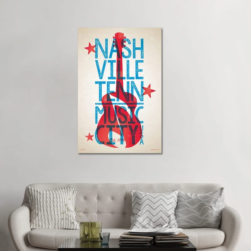 iCanvas "Nashville Letterpress Style Poster" by Jim Zahniser Canvas Print - 48x32x1.5