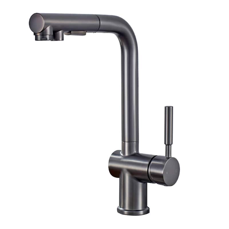 ALPHAUCET Single Handle Pull-Out Sprayer Kitchen Faucet - Gun Gray