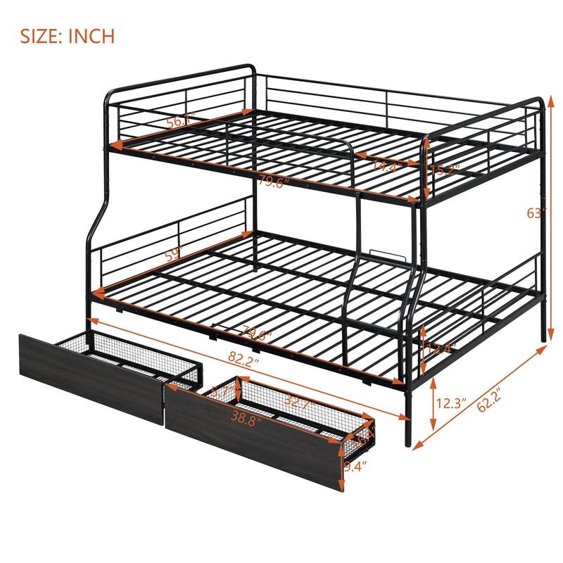 Merax Full XL Over Queen Metal Bunk Bed