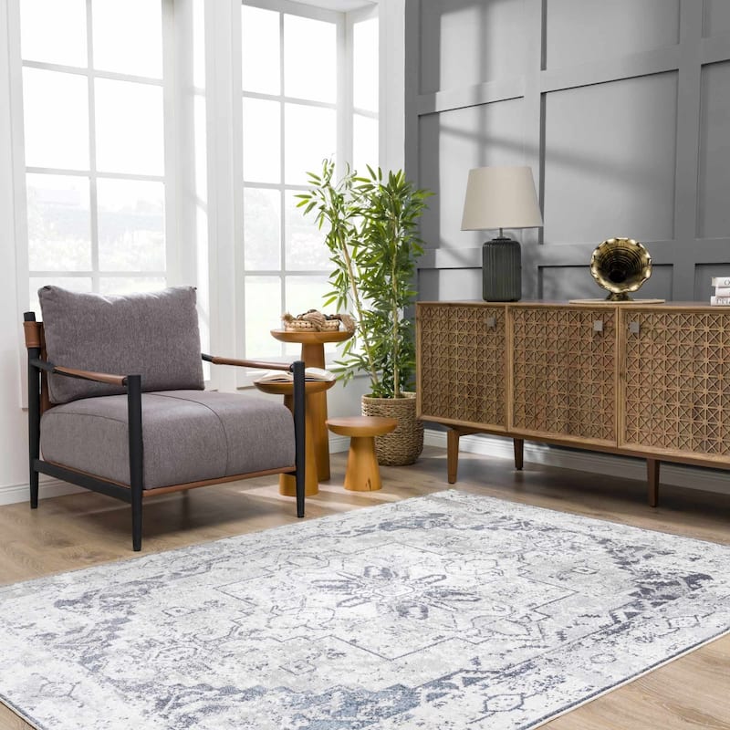 Hauteloom Manhattan Machine Washable Oriental Persian Medallion Vintage Distressed Area Rug