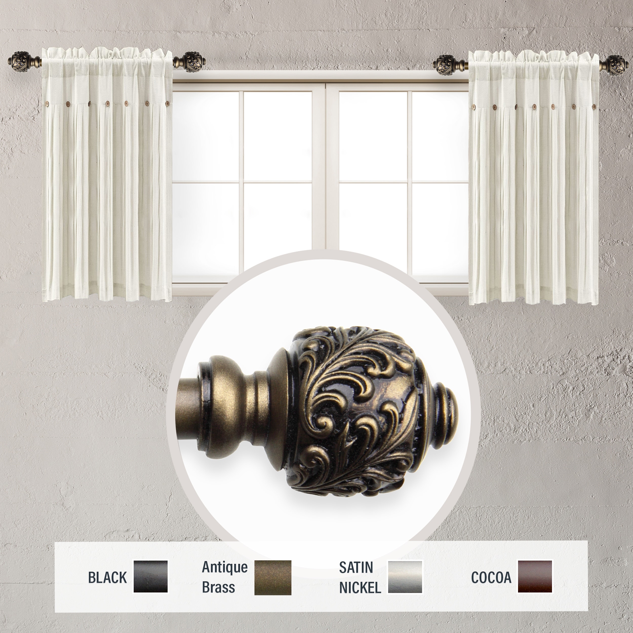InStyleDesign Tova 5/8 inch dia. Side Curtain Rod 12-20 inch long (Set of 2)