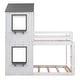 preview thumbnail 3 of 15, White Twin over Twin Solid Wood Bunk Bed with Roof, Window, and Guardrail