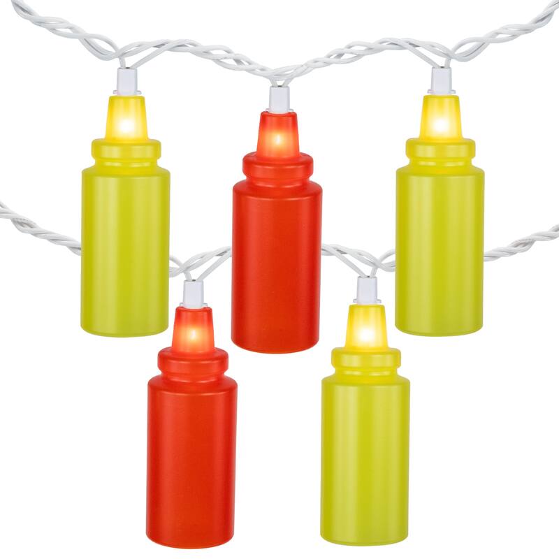 Ketchup and Mustard Squeeze Bottles Patio Light Set - 6' White Wire - 10ct - 102"