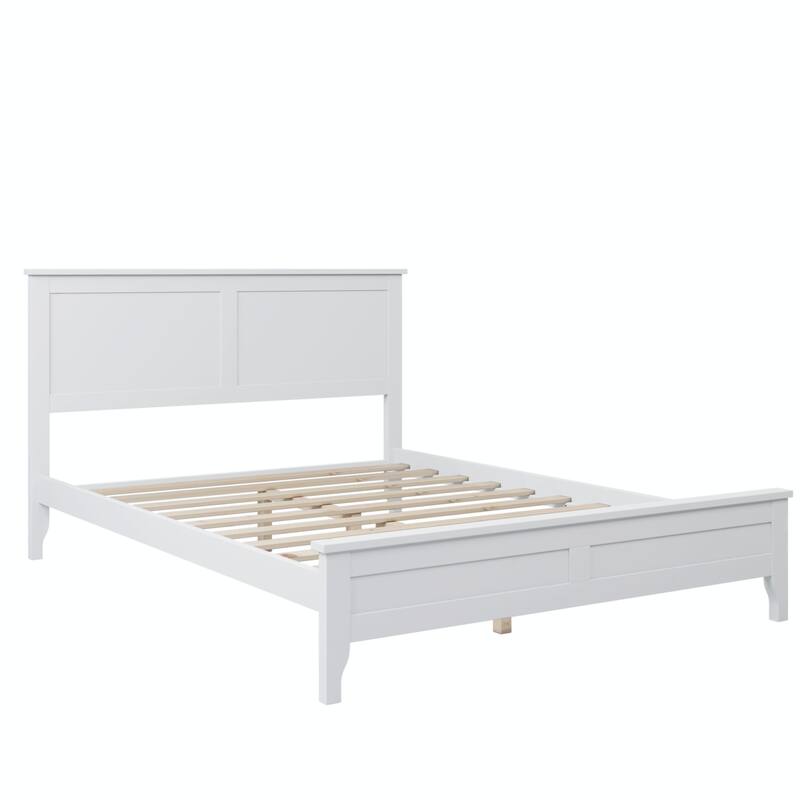 Modern Solid Wood Platform Bed with Sturdy Wooden Slat Support