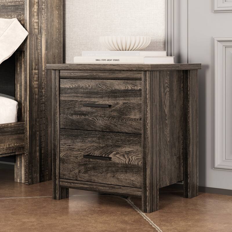 Queen Size Low-Profile Platform Bed with 2 Nightstand and 1 Dresser