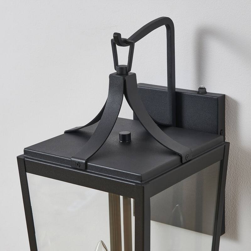 KAWOTI Dusk to Dawn Outdoor Wall Light Industrial Sandy Black - W8.38" x H20.1"x D10"