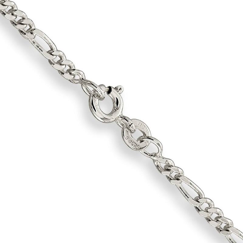 Curata 925 Sterling Silver 2.5mm Figaro Chain Necklace (Lobster)