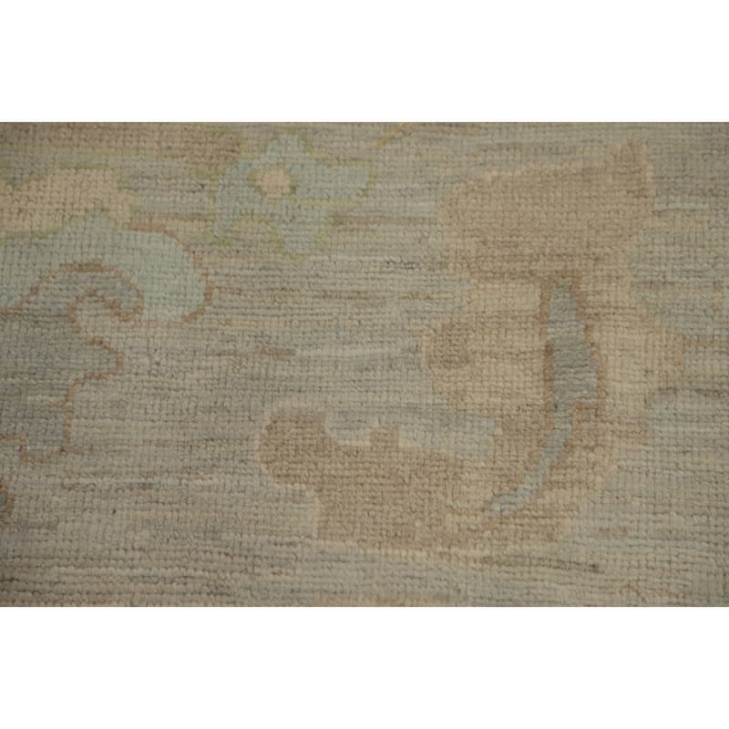 Handmade Gray Oushak Vegetable Dye Area Rug, Flora Geometric Carpet - 9' 10'' X 8' 6''