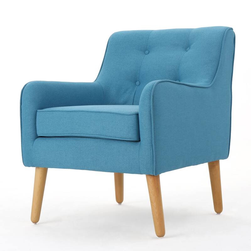 Mid-Century Chair with Wood Legs & Tufted Back