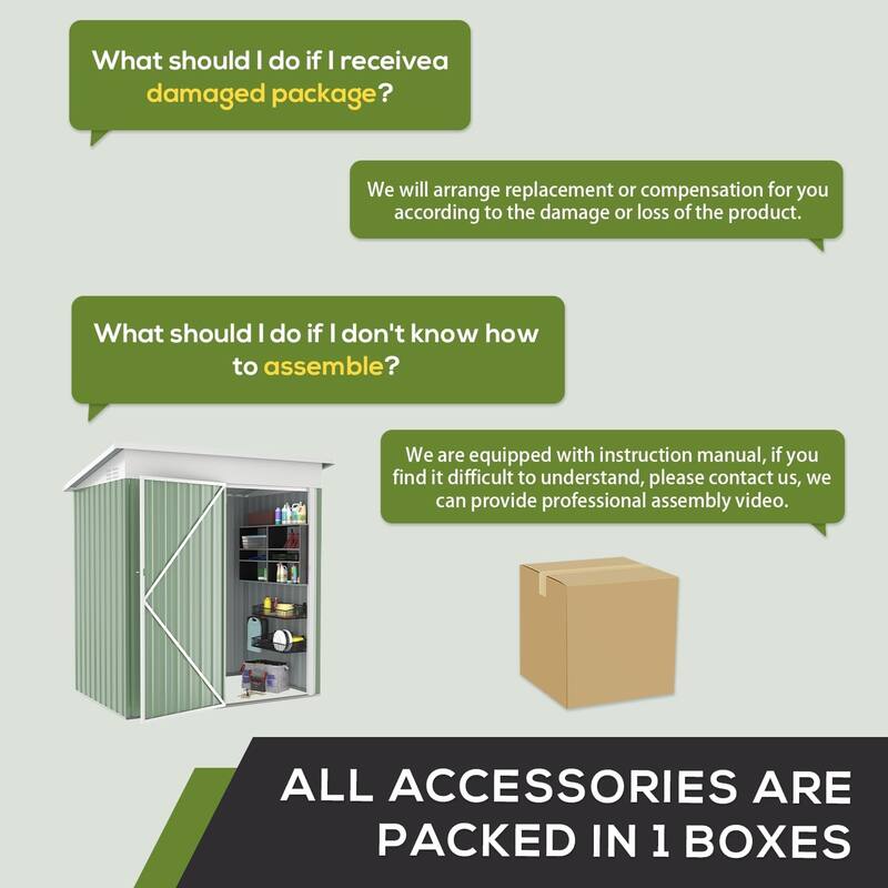 AECOJOY Outdoor Metal Storage Shed with Lockable Door