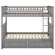 preview thumbnail 13 of 25, Twin over Twin Bunk Bed with Convertible Beds, Drawers, Sturdy Pine Wood Construction, Fence Guardrail, Easy Assembly, Grey