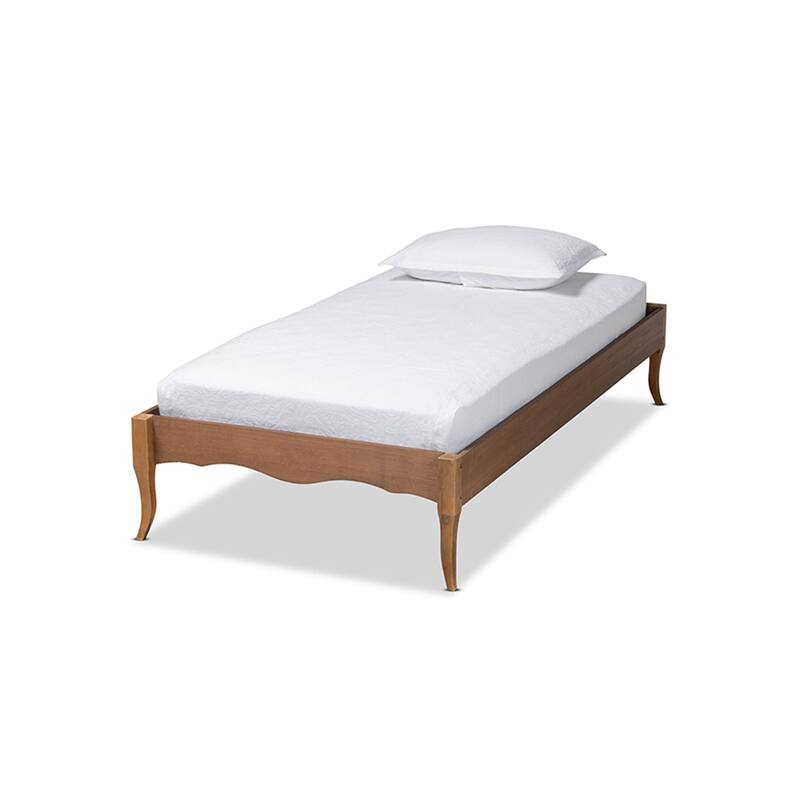 Twin Size Bed Frame Wood Platform Bed Ash Walnut Finish Saber Legs Modern Bedroom Furniture
