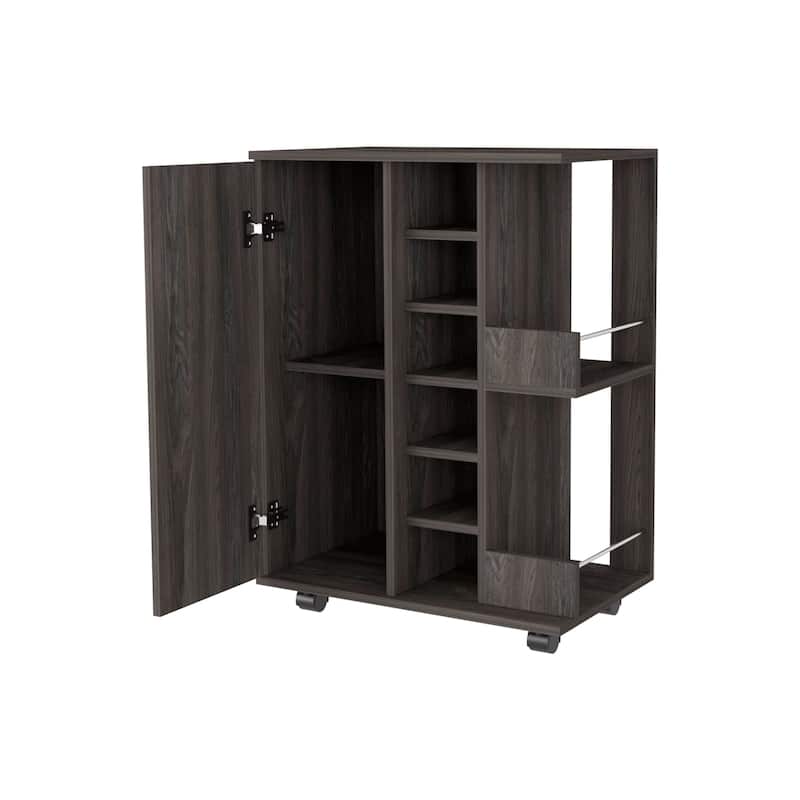 FM Furniture Tennessee Bar Cart, One Cabinet With Division,Black - N/A