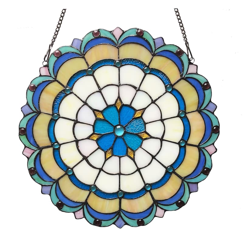 Chloe Tiffany Style Round Stained Glass Window Panel
