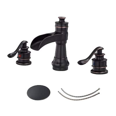 Rustic Bronze Widespread 2-Handle Waterfall Bathroom Faucet