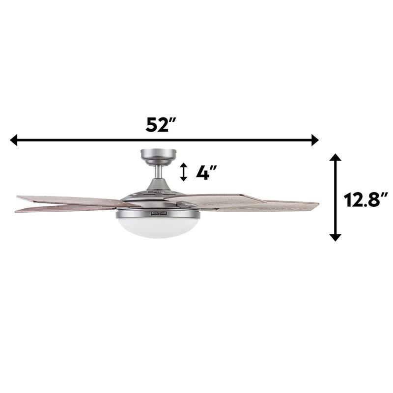 48" Honeywell Carmel Brushed Pewter Ceiling Fan with Integrated Light and Remote