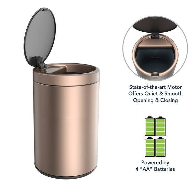 Shop 3 2 Gallon Automatic Trash Can Rose Gold Touchless Motion Sensor Bin Soft Close Lid 9l Ipx4 Waterproof Office Bathroom Overstock 32235669