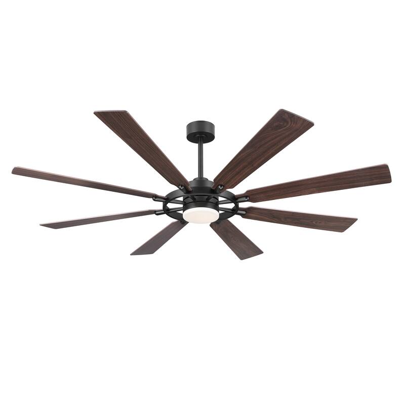 WINGBO 60-inch/72-inch 8-Blades Indoor DC Motor Ceiling Fan With LED Light and Remote Control