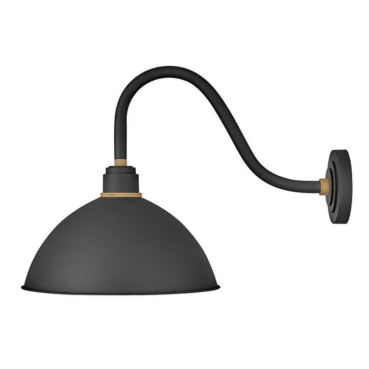 Hinkley Lighting Foundry Single Light 18" Tall Outdoor Wall Sconce - Textured Black / Brass