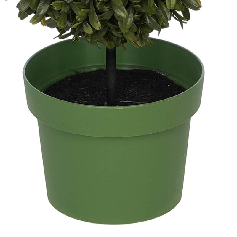 Faux 19-inch Double Ball Boxwood Topiary - Double Ball