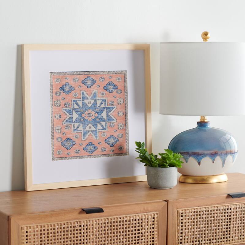 SAFAVIEH Anjana 18-inch Terracotta/Blue Framed Textile Wall Art