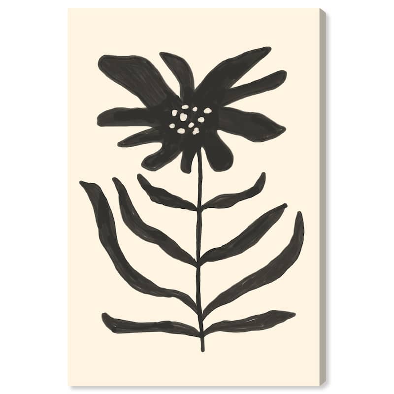 Wynwood Studio Floral and Botanical Growing Minimalist II Black and Cream White Modern & Contemporary Wall Art Canvas Print