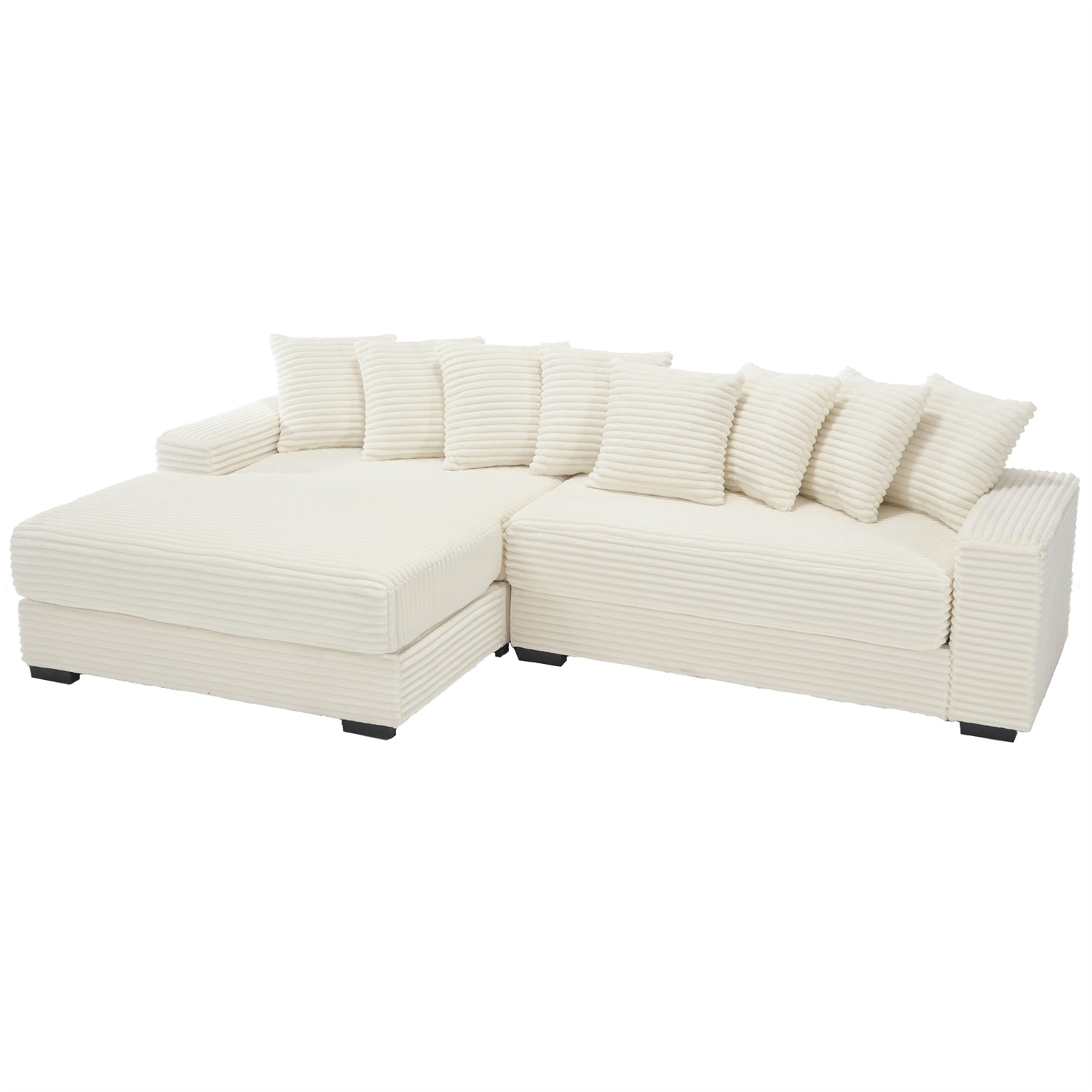 Oversized Two-Piece Couches, L-Shaped Sofa, Chaise Daybed w/ Armrests