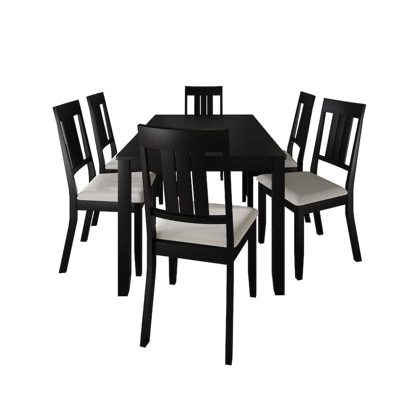 CraftPorch Classic 7-piece Wooden Dining Set - Black