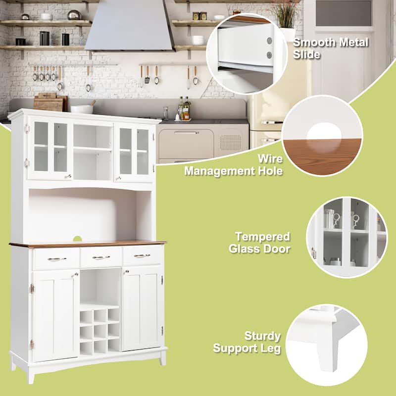 Wood Buffet Hutch Cabinet Kitchen Hutch Sideboard Buffet Cabinet