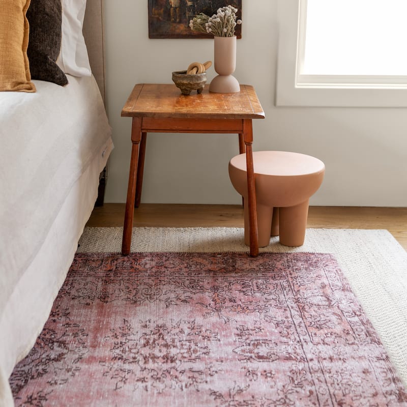 Machine Washable Kate Lester + Jaipur Living Berxley Medallion Rose and Maroon Area Rug