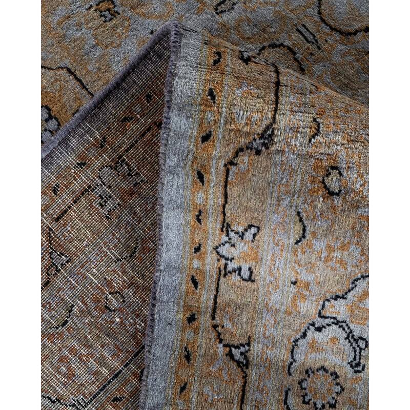 Overton Hand Knotted Wool Vintage Inspired Modern Contemporary Overdyed Gray Area Rug - 6' 1" x 9' 5"