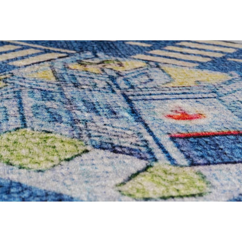 Dynamic Rugs Kidz Blue/Green/Multi Polyester Children's Area Rug