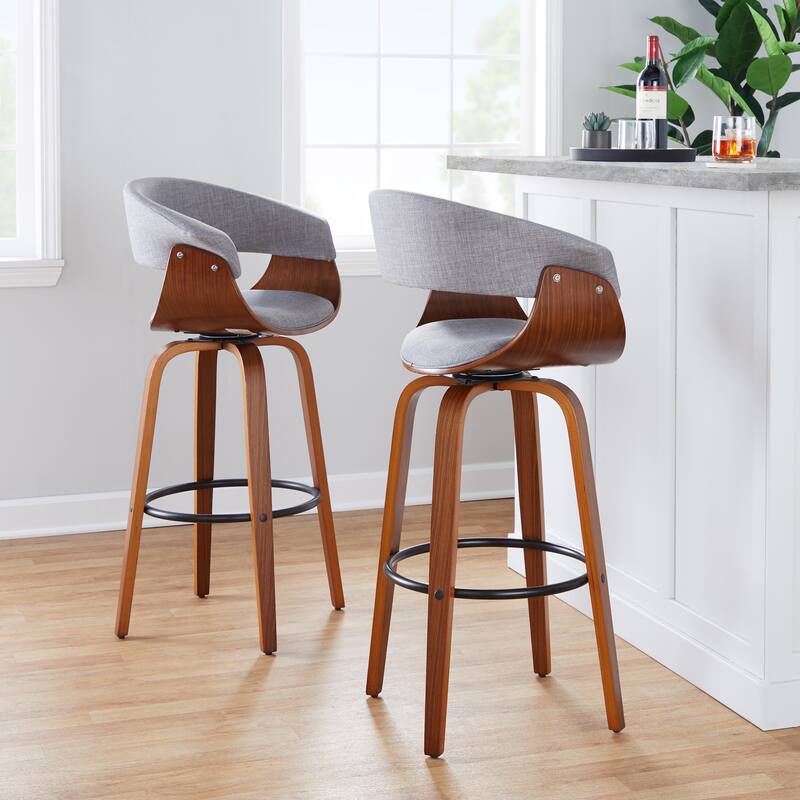 Carson Carrington Sauda 30" Fixed-Height Bar Stool with Bent Wood Legs (Set of 2)