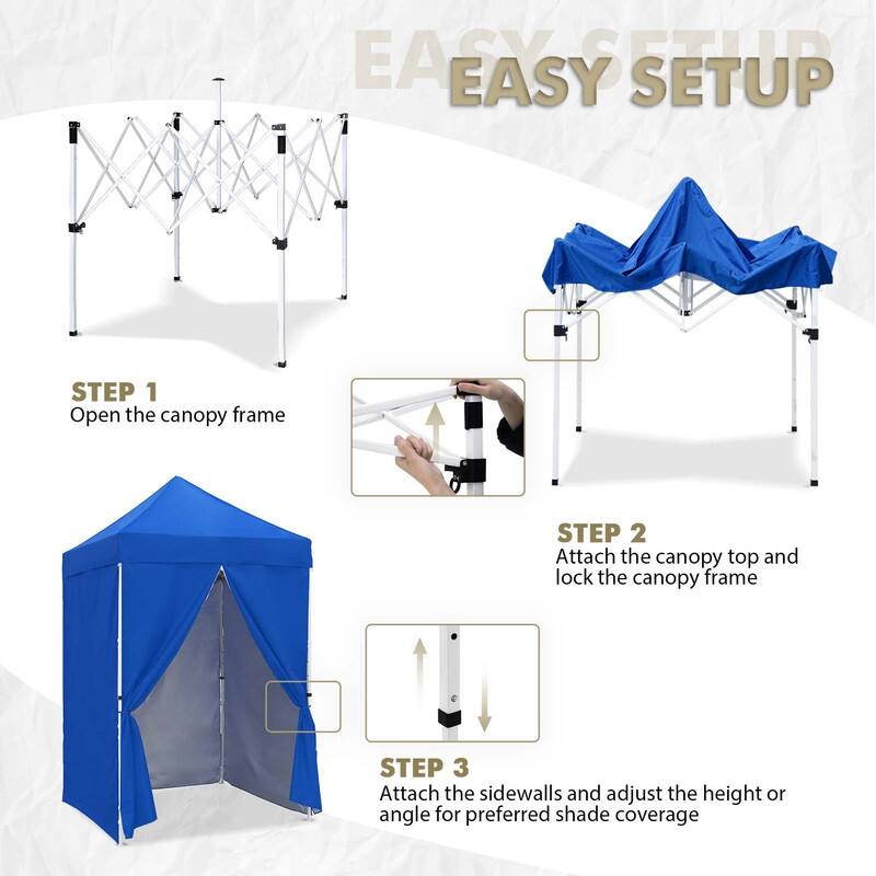 EAGLE PEAK 5x5 Instant Canopy with 4-Side Wall Panels, Small Pop up Portable Canopy Tent with Carry Bag