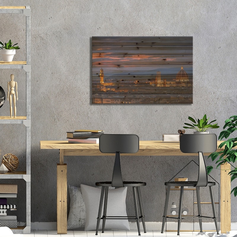 Firenze Print On Wood by Sergio Lanza - Multi-Color