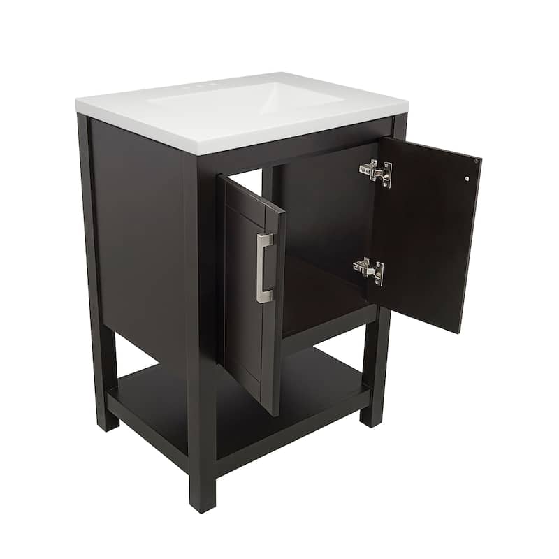 Taos 25" Bathroom Vanity with Cultured Marble Vanity Top Sink in White with White Basin