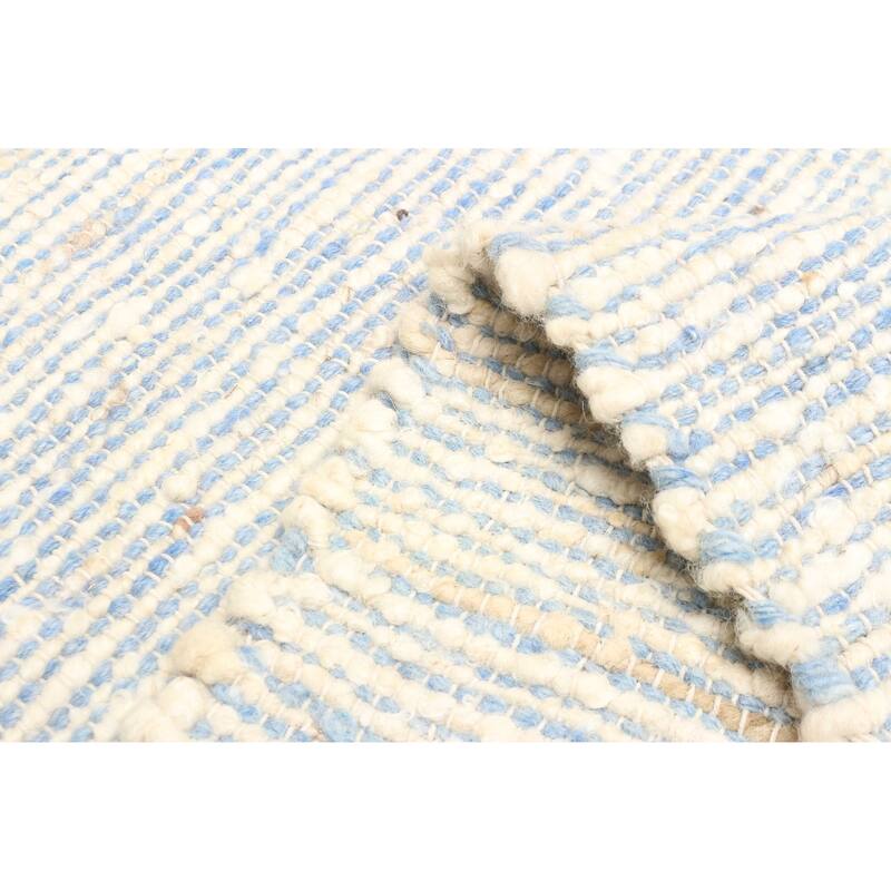 ECARPETGALLERY Braid weave Sienna Light Blue Wool Rug - 5'0 x 8'1