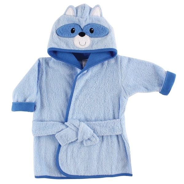 slide 1 of 1, Luvable Friends Baby Boy Cotton Animal Bathrobe, Raccoon Hood, One Size - One Size One Size