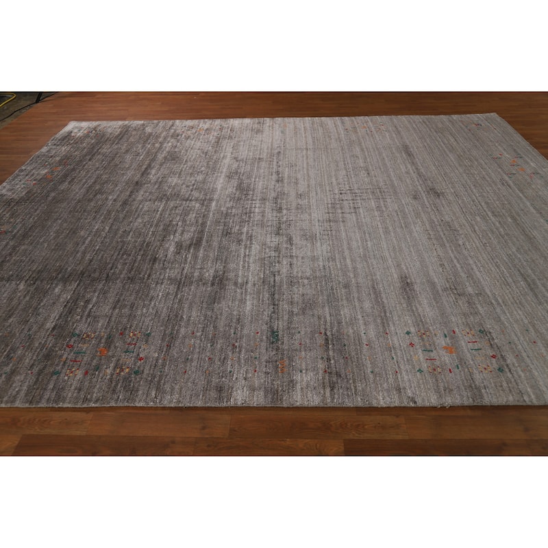 Hand Knotted Oriental 100% Wool Carpet Tribal Tribal Greys & Charcoal Gabbeh Area Rug - 11' 4'' X 8' 11''
