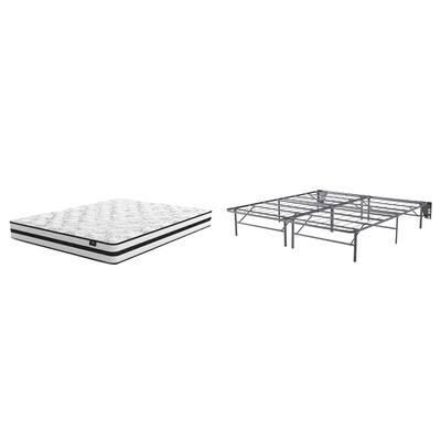 Signature Design by Ashley 8 Inch Chime Innerspring Black/White 2-Piece King Mattress Package